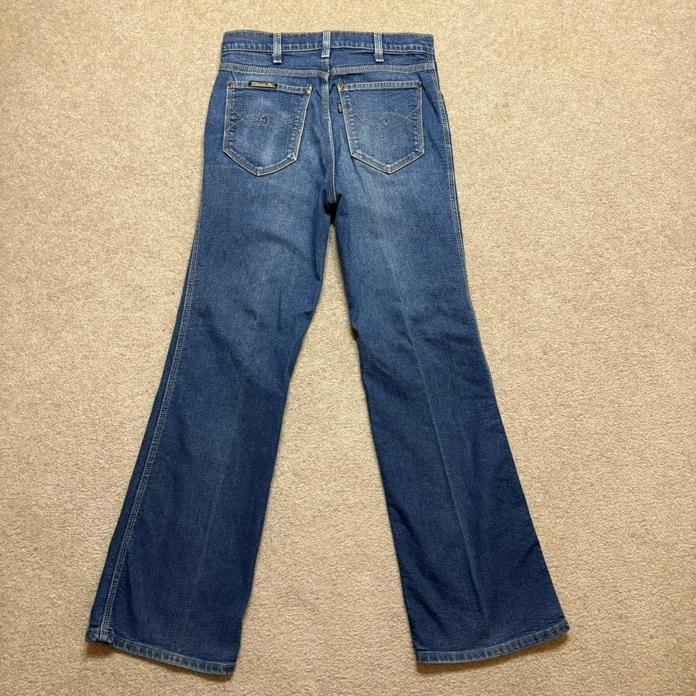 Vtg 70s Levis Movin On Jeans 29x30 Blue Flare Bootcut Cowboy Denim Talon Zip USA